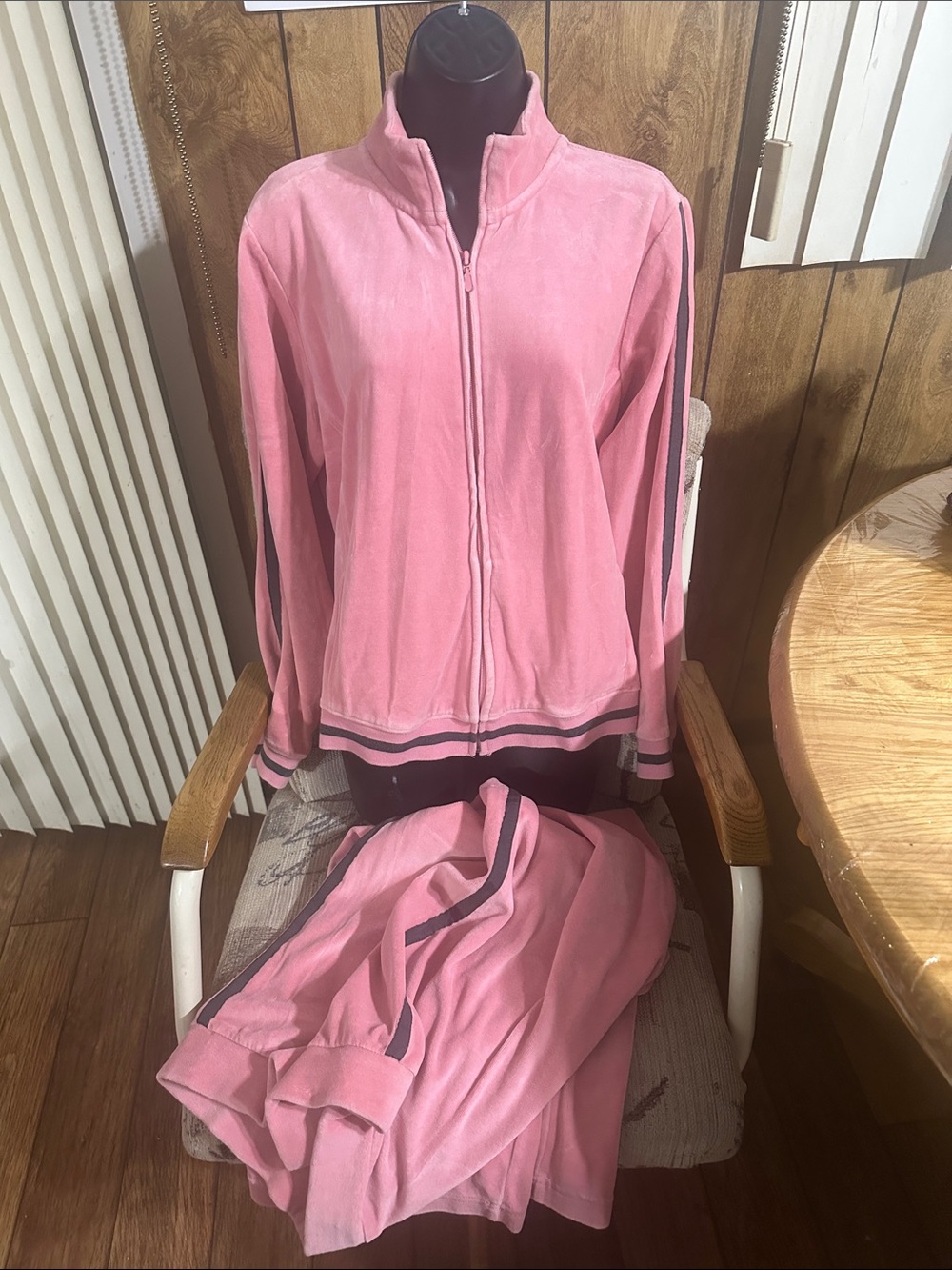 New York Laundry Pink Zip-Up velvet Varsity Track  suits